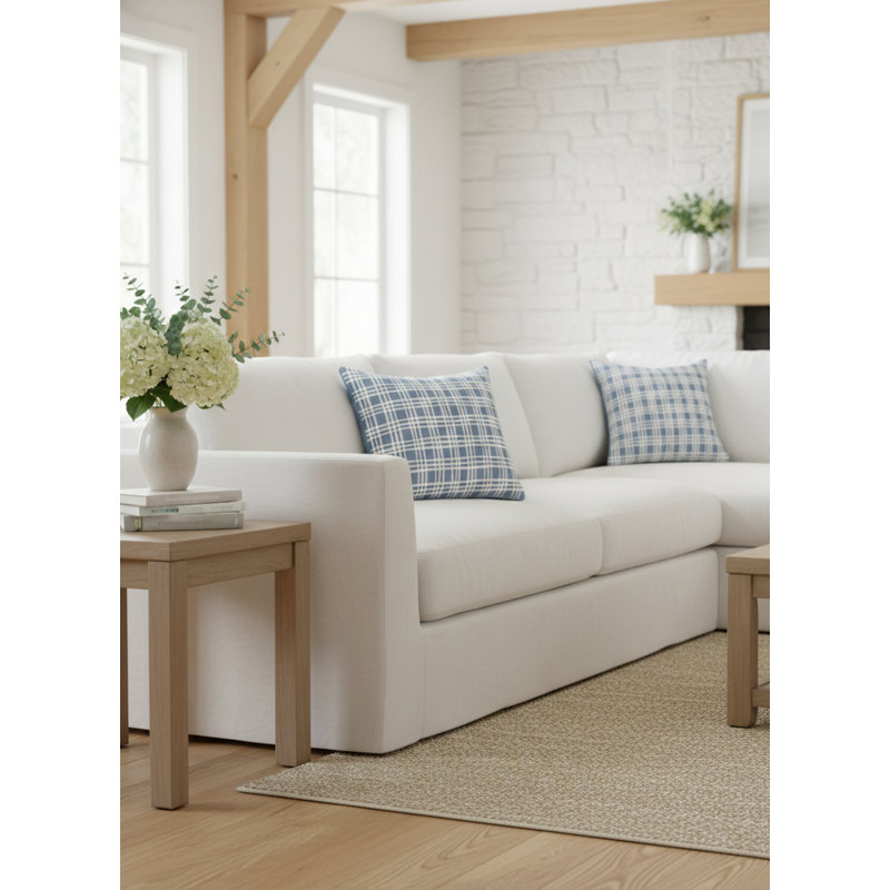 Printed Pillows Linen Plaid Accent Pillow, Blue, Square 26", Polyester