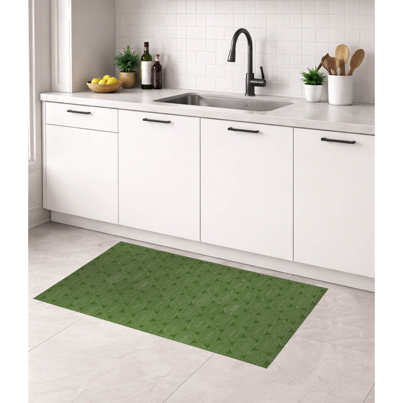 Tapis de cuisine Earthy Embrace, Vert olive, Rectangle 5 pi x 7 pi