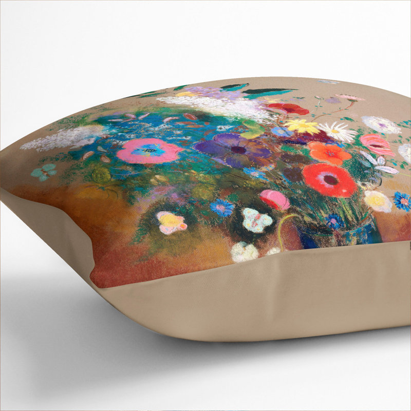 Vase Of Flowers Vol.7 Square Throw Cushion, Stone, 40cm H x 40cm W x 15cm D