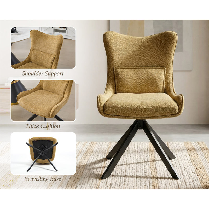 48cm H Upholstered Side Chair, Yellow, 2, Yellow