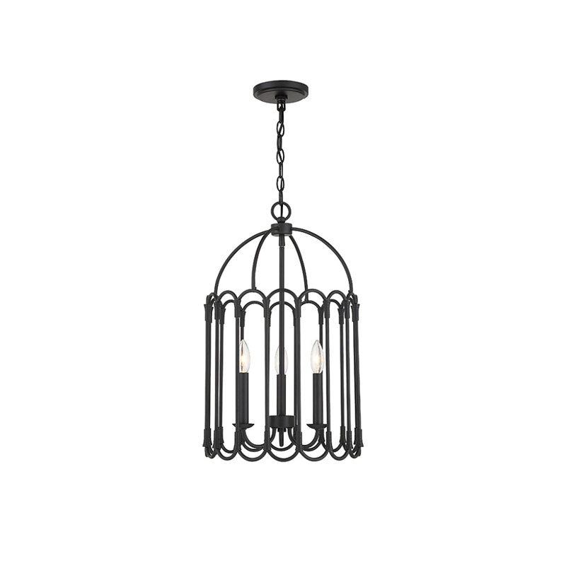 Lustre en fer forgé 3 lumières Argente, Noir mat