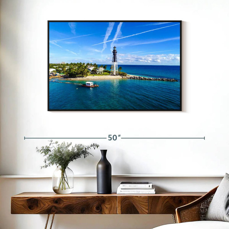 Florida Lighthouse Point, Cadre flottant noir, 37 po x 25 po