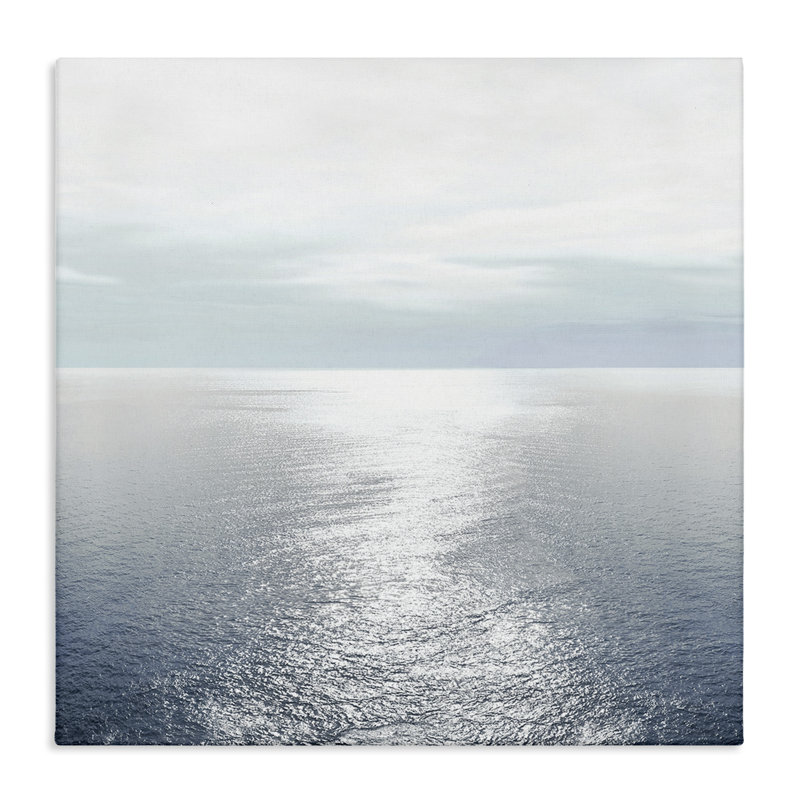 Ocean Ripples Blue and White Canvas Landscape Print, 17 x 17