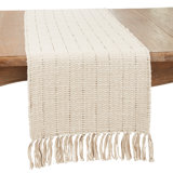 Andrey Woven Warmth Stripe Fringe Tassels Table Runner