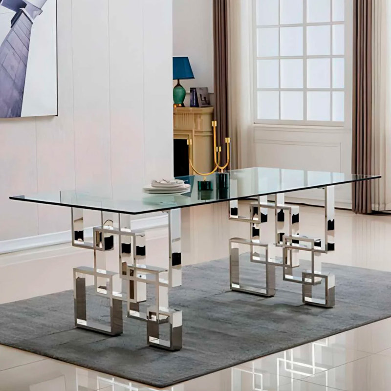 Table de salle à manger Cannock, Argent, H 29,5 po x l 73 po x P 36 po
