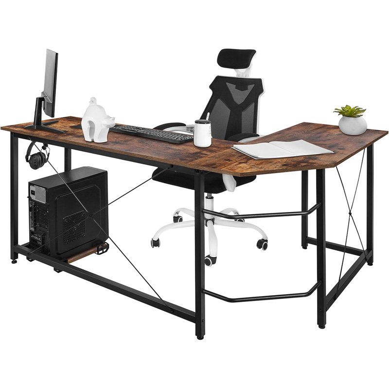 Louque 19Cm W L-Shaped Computer Desk, Brown