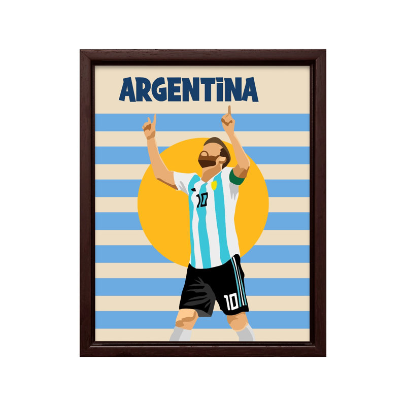 Football argentin, Canvas, 18"H x 24"W, Brown Framed