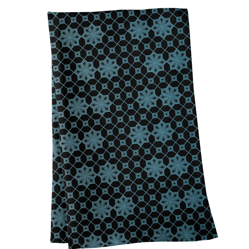 Serviette de thé à treillis, Bleu, Polyester sergé