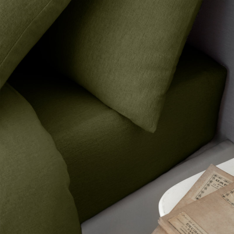 Brushed Cotton Fitted Sheet, Green, Super King (6')