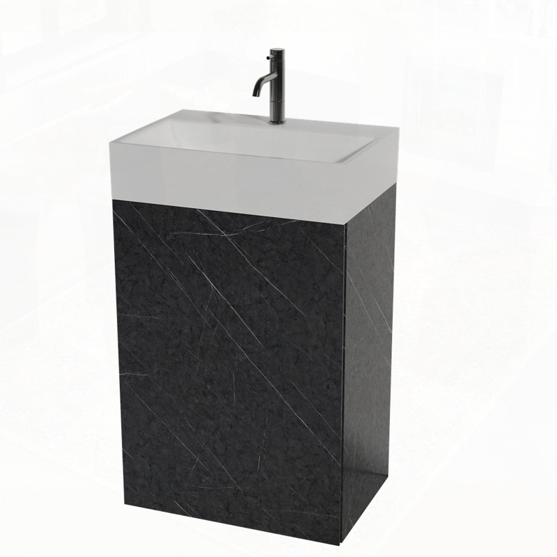 Meuble-lavabo de salle de bain avec lavabo en céramique, Marbre noir