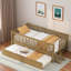 Lit plateforme en bois avec garde-corps et lit gigogne-301580552