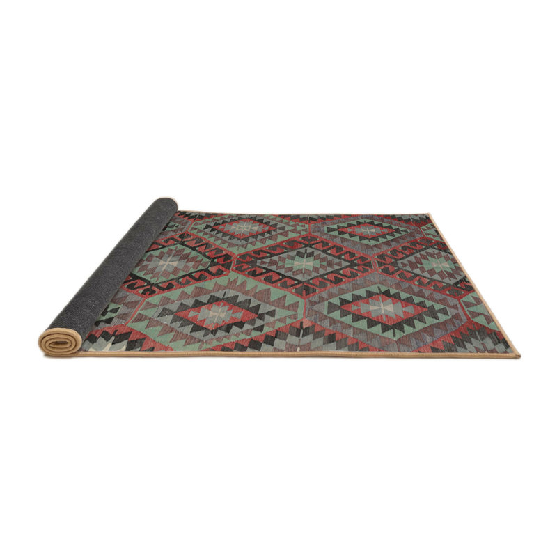 Tapis contemporaine rouge/noir/gris, Rond 4 pi