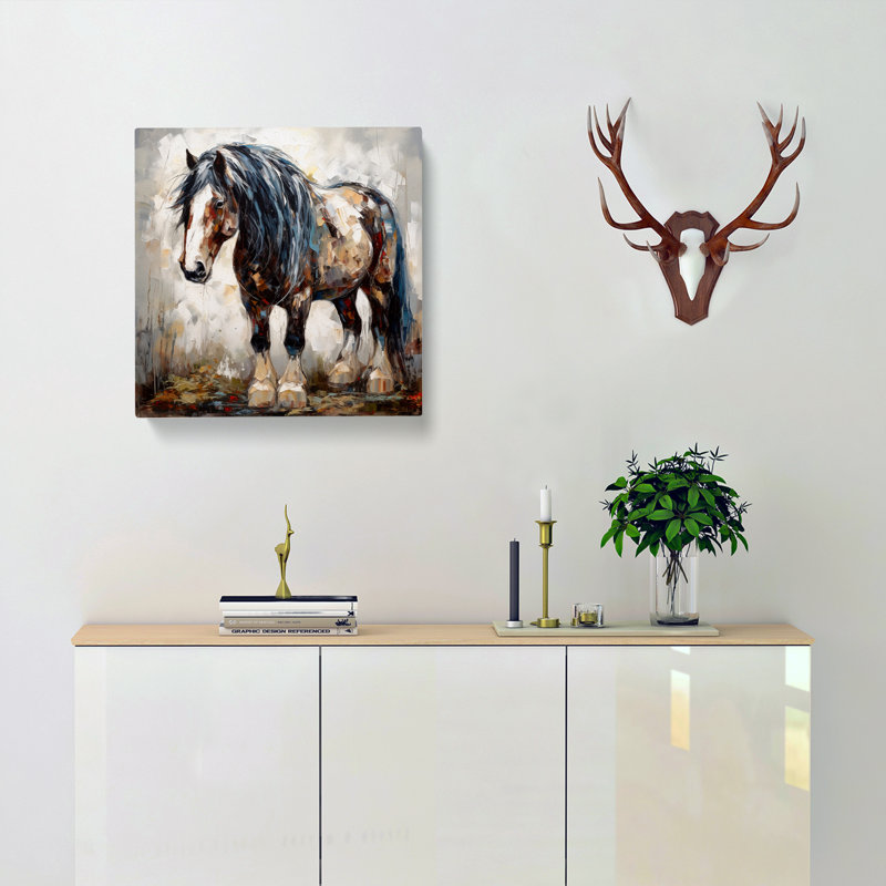 Shire Horse Expressionism No.3 - Wrapped Canvas - Framed Print, 50cm H x 50cm W x 3cm D