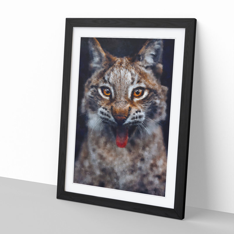 Lynx Cat - Picture Frame Graphic Art, Black Framed, 36cm H x 27cm W x 2cm D
