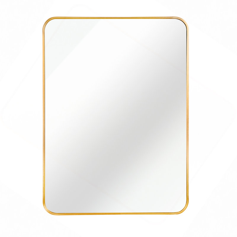 Metal Framed Rectangular Bathrrom Mirror For Wall, 30" x 22", Gold