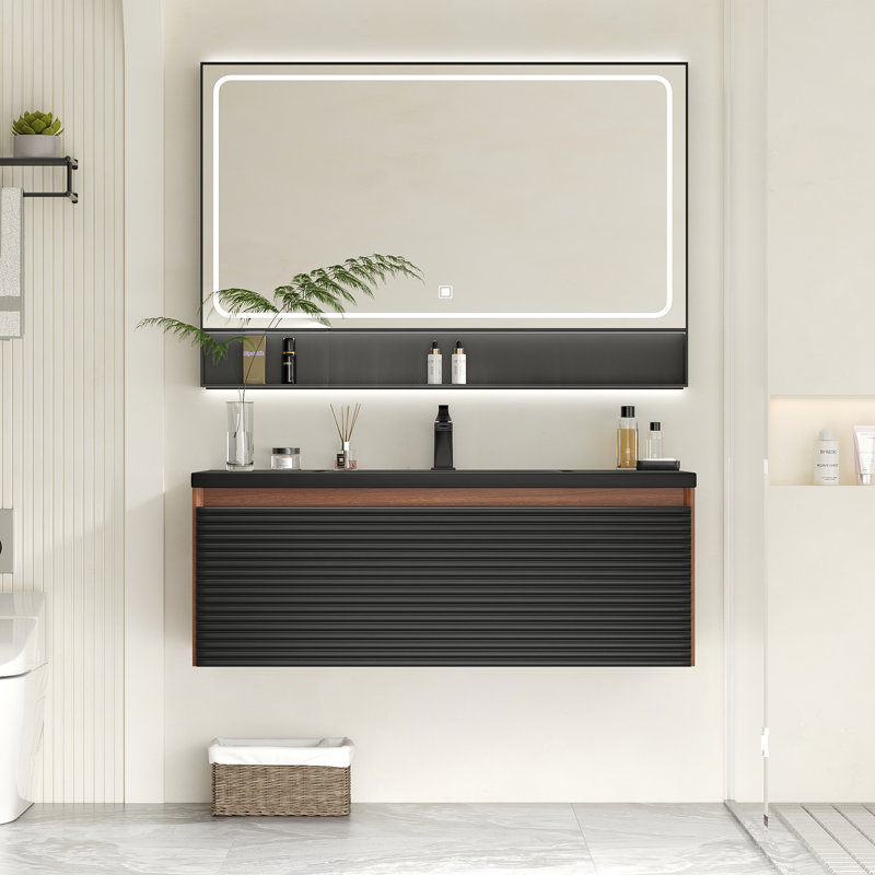 Meuble-lavabo simple mural 43 po avec plateau en résine, 43"