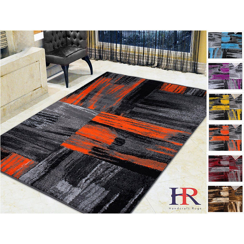 Tapis abstrait à motif abstrait contemporain et brossé