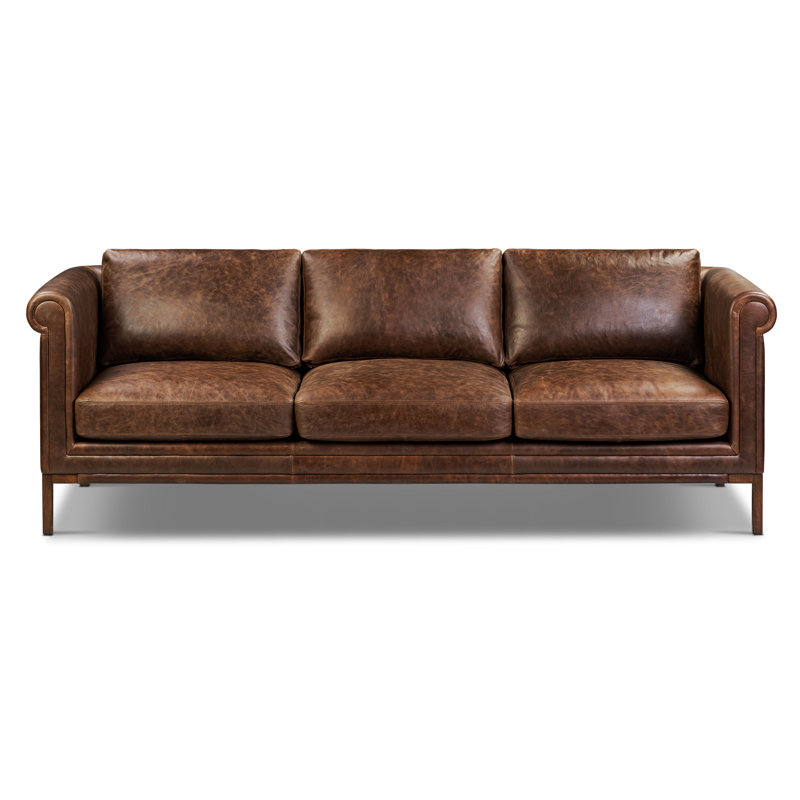 Bruges 89" Full Grain Genuine Italian Leather Sofa, Chocolate Brown