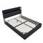 Ottoman Storage Bed With LED Headboard & USB-C Port, Industrial Frame, Black Faux Leather-284853135