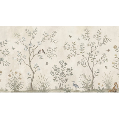 Vintage Wallpaper Birds Nature Removable Wall Decor