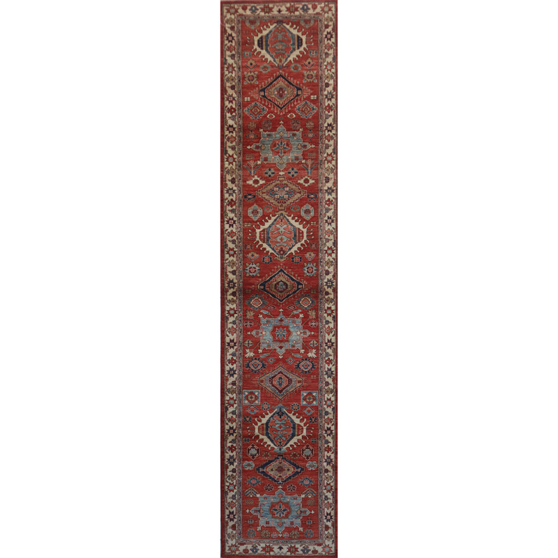 Hand Knotted Wool Area Rug in Multi