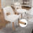 Modern Upholstered Dining Chair with Chenille Fabric and Solid Wood Legs-1992640423