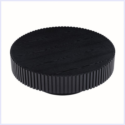 Modern Round Wood Coffee table with Sturdy Pedestal for Apartment