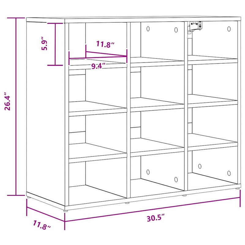 Shoe Cabinet, Sonoma Oak