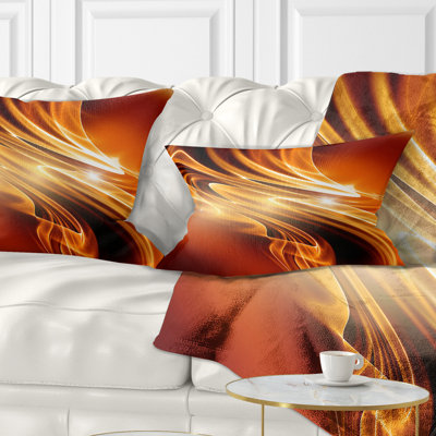 Design Art Golden Abstract Fractal Design - Abstract Printed Pillow