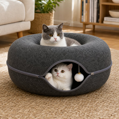 Lit pour chat 2 en 1 Donut Felt Gris foncé en option