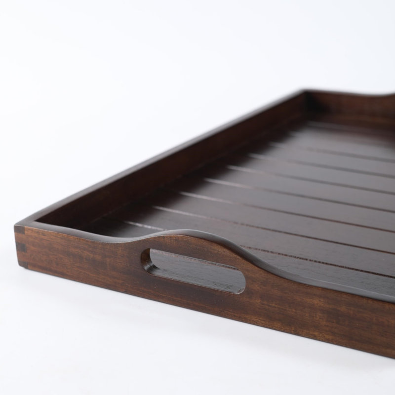 Decorative Wooden Coffee Table Ottoman Tray, Brown