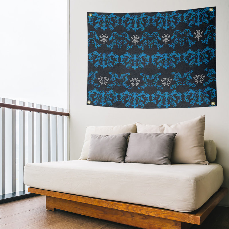Tapisserie baroque en polyester Carolina Football, H 59 po x l 80 po, Noir, bleu, blanc