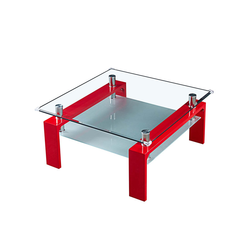 Table basse à 4 pieds avec rangement Whitbourne, Rouge