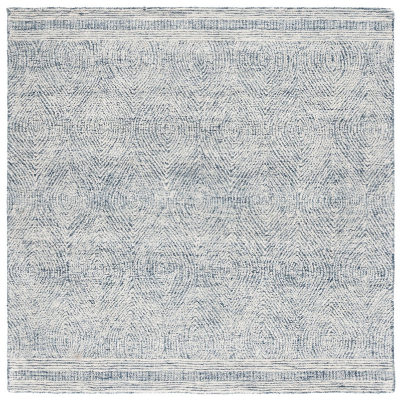 Radegund Abstract Hand Tufted Wool Geometric Rug, Square 6'