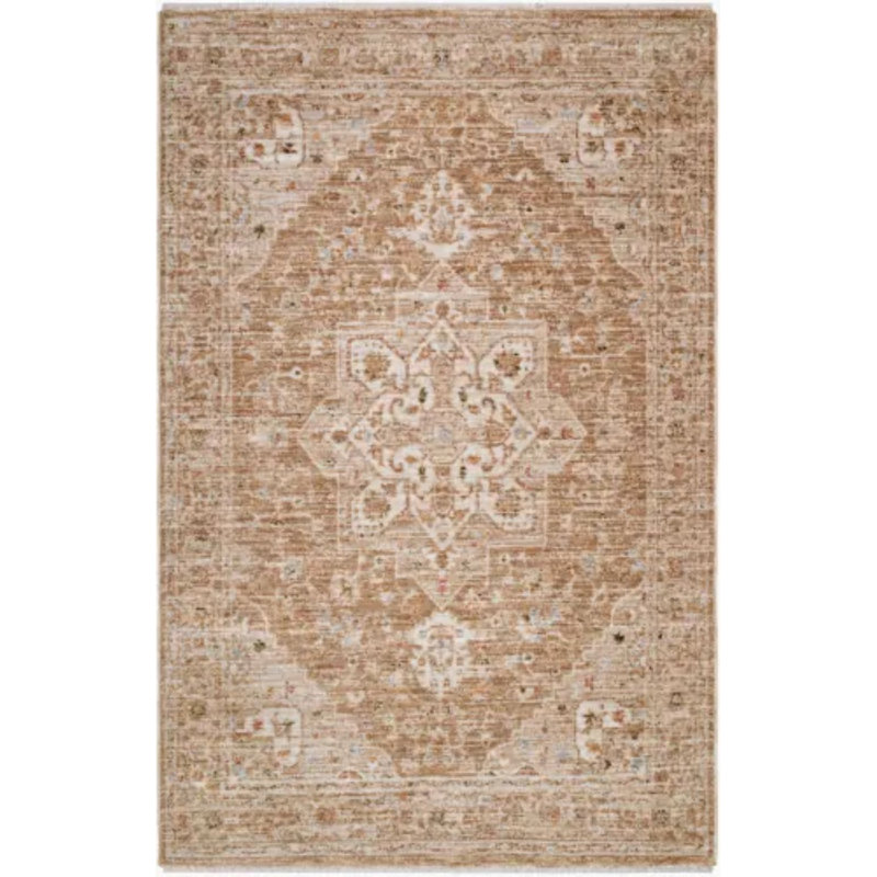 Tapis tissé à la machine Autumn, Ivoire, brun, brun clair, gris clair, brun clair, Rectangle 7 pi 10 po x 10 pi