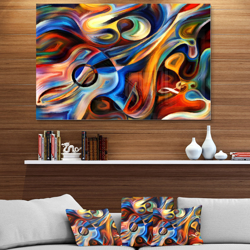 «Music», reproduction d'art sur toile abstraite, H 34 po x l 44 po, Impression encadrée, Métal