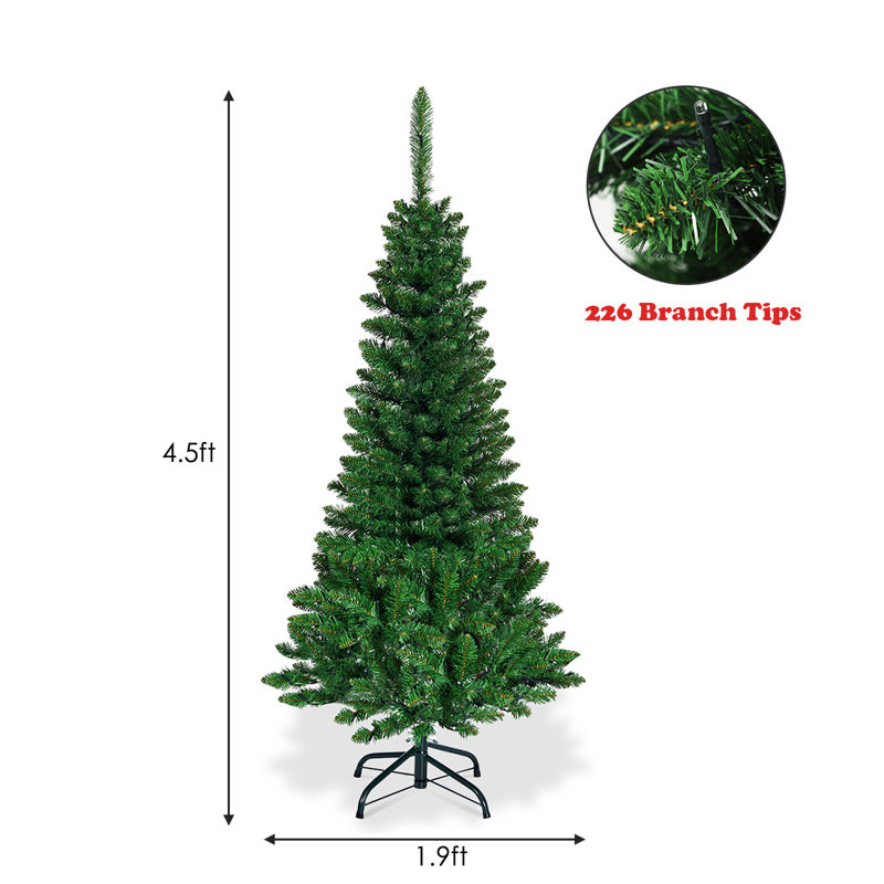 Arbre de Noël artificiel épinette vert 4,5 'avec 150 lumières multicolores