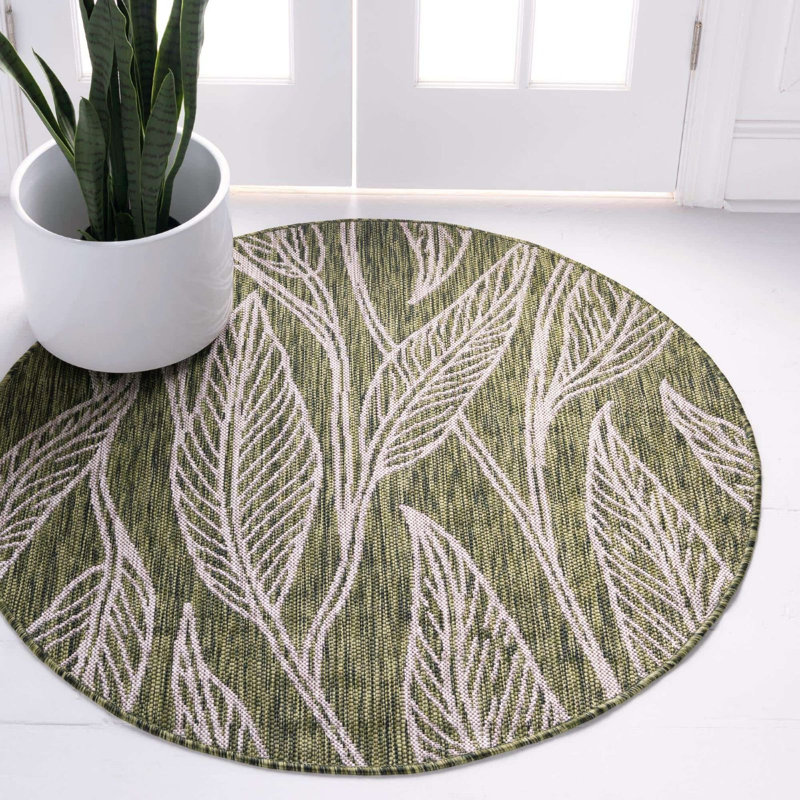 Outdoor Kona Area Rug Forest Color, Round 4'