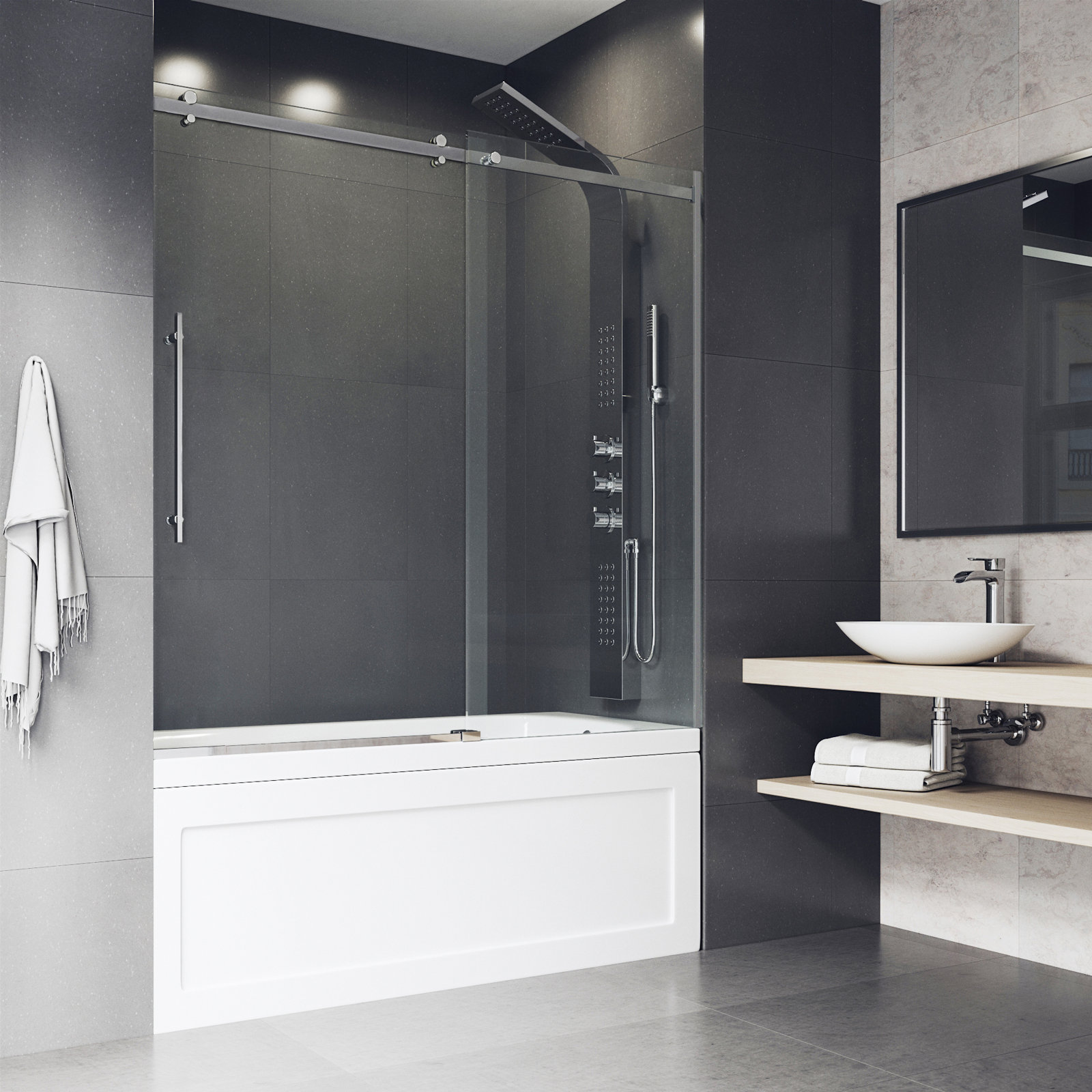 Luca Frameless Sliding Tub Door, Chrome