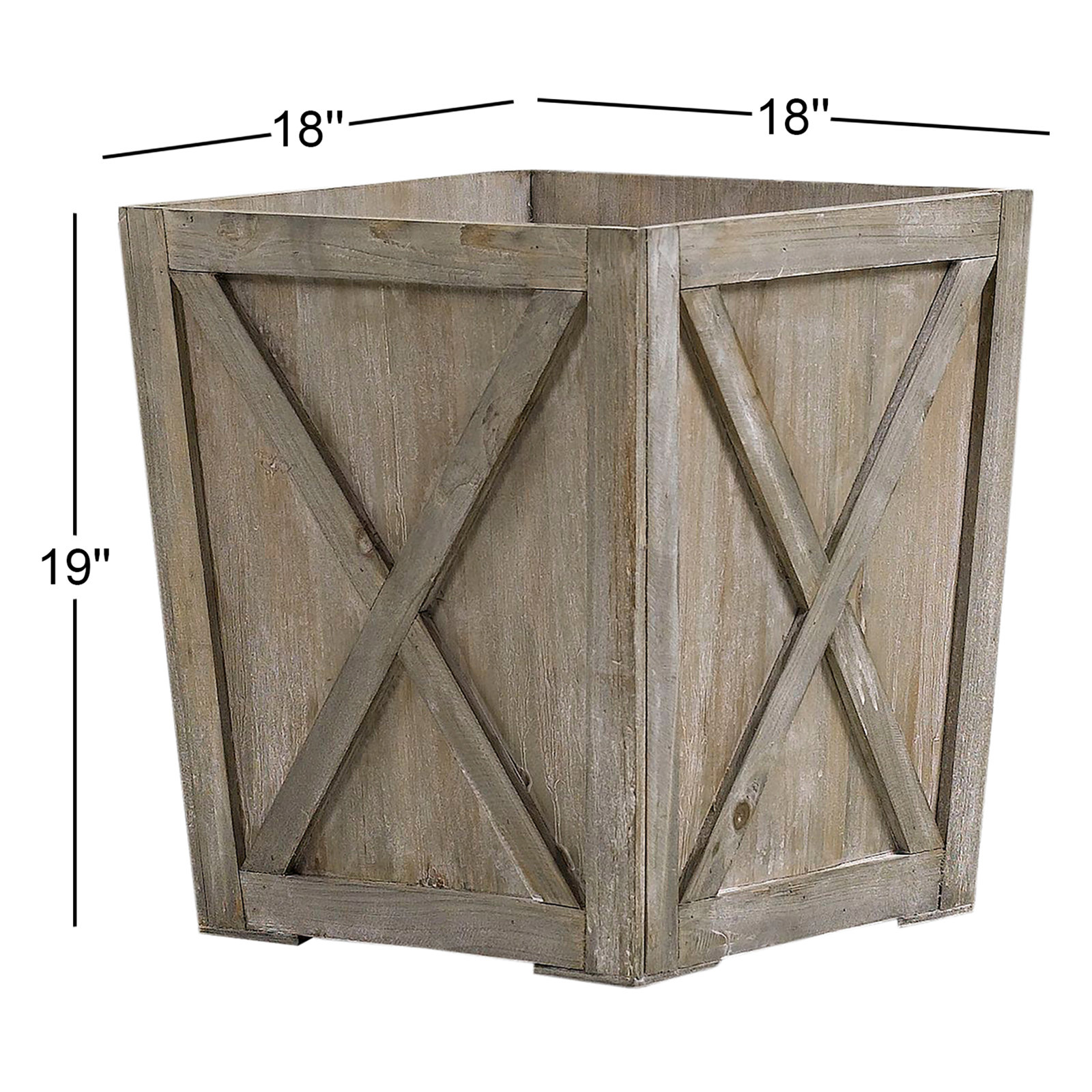 Siena Wood Planter Box, 19" H x 18" W x 18" D
