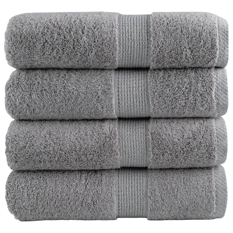 Premium Bath Towels SOLUND 600Gsm, 50cm L x 30cm W, Grey, Hand Towels - 4 Pack