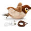 Jouet pour chat à ailes battantes - moineau rechargeable interactif avec sons de gazouillis, activé par le mouvement, 3 modes, pochette en peluche, peluche lavable pour chats d'intérieur (9,5 pouces)