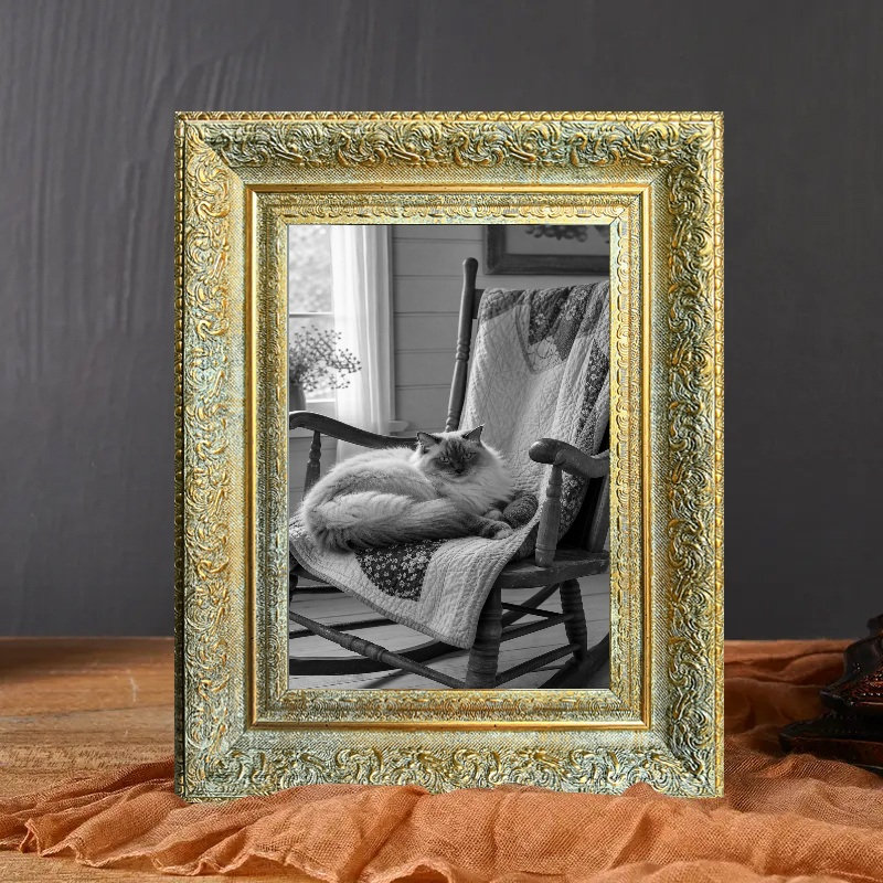Cadre photo traditionnel doré antique 1PC 5 po x 7 po avec cadre PS léger, Or antique, 1, 5" W x 7" H