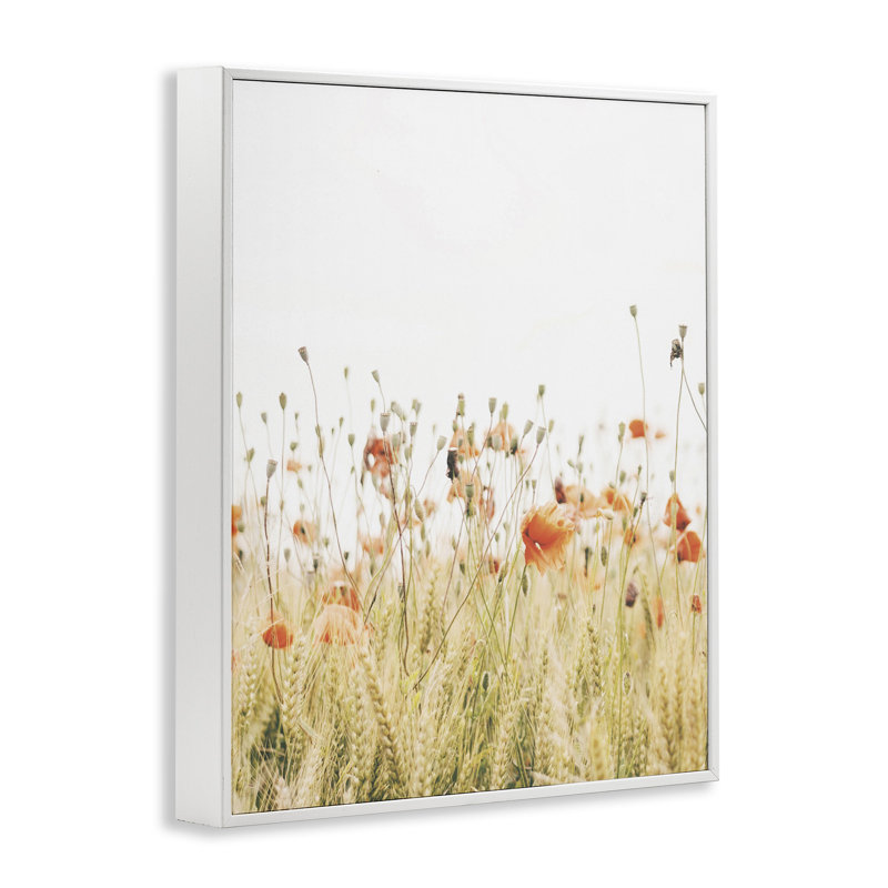 Az-316, impression de coquelicots encadrée, H 20 po x l 16 po x P 1,5 po, Giclée encadrée blanc bord de mer