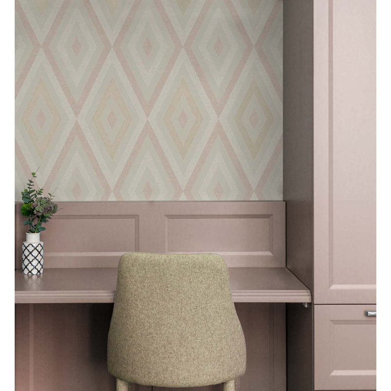 Rouleau de papier peint métallique L 33 pi x l 20,5 po, Avoine métallique / rosé