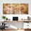 Ensemble de 3 tableaux sur toile tendue représentant des pivoines et des dahlias, pour la décoration du salon et de la chambre.