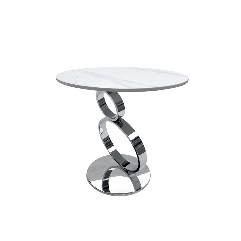 Tobias End Table, Chrome, White Ceramic