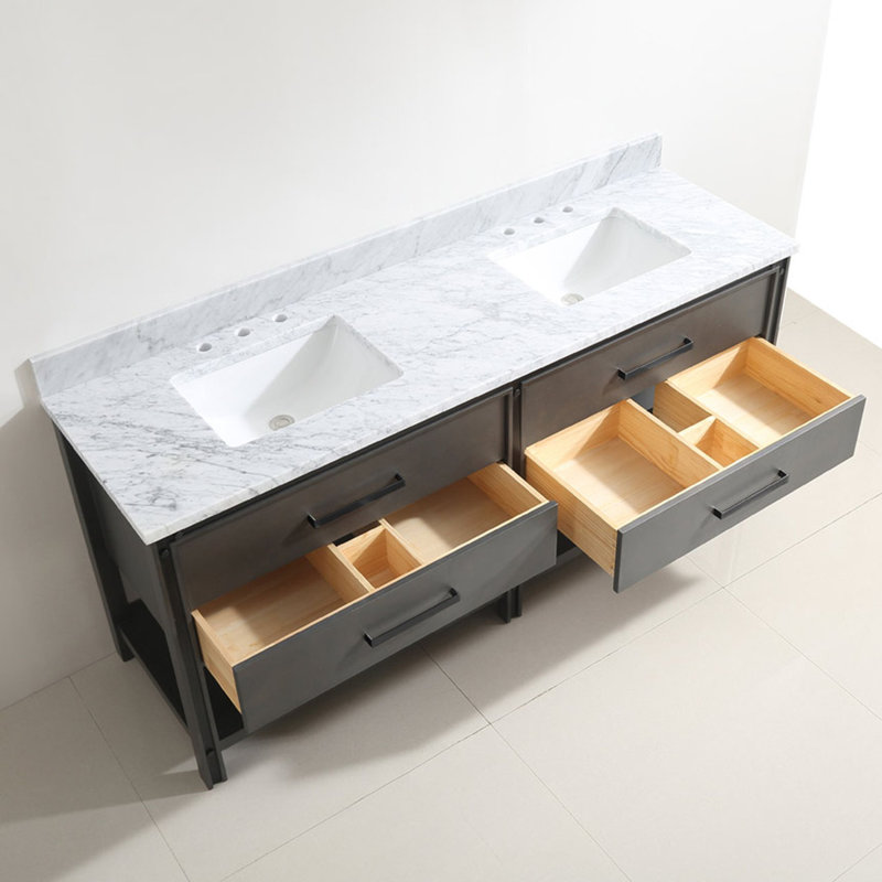 Base de meuble-lavabo double 72 po seulement, Chêne fumé
