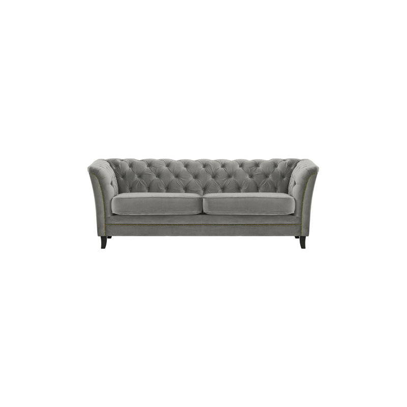 Lilo 3 Seater Velvet Sofa, Black, Grey