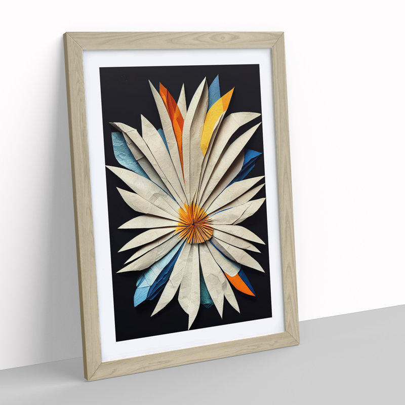 Paper Flower - Wall Art, 36cm H x 27cm W, Oak Framed